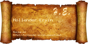 Hollender Ervin névjegykártya